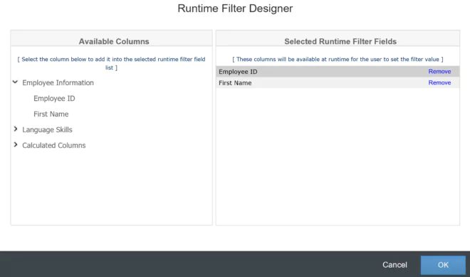 SuccessFactors Filter Designer